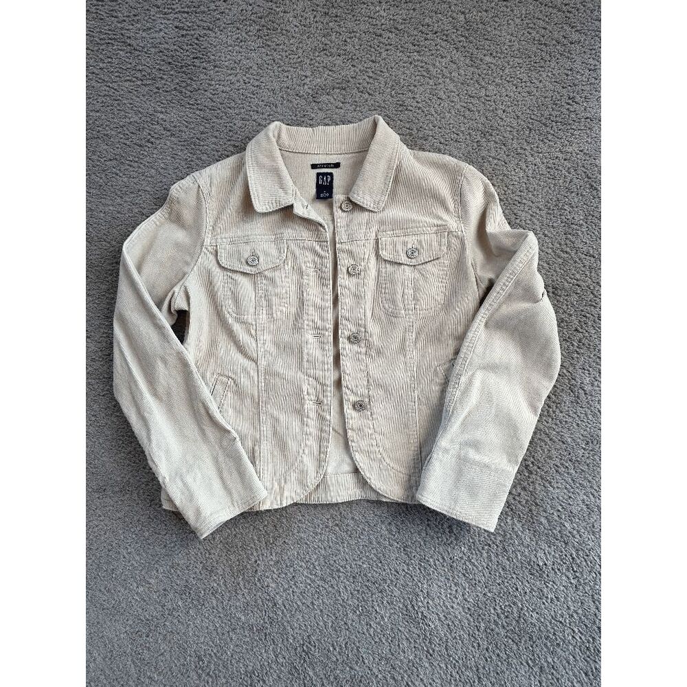 Gap Corduroy Cotton Stretch Cream Colored Spring Jacket Size M, Classic Timeless